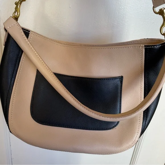 J. Crew Beige and Black Leather Crossbody Purse - Picture 2 of 9